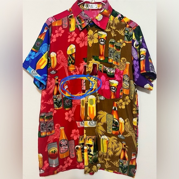 VHO Funky Hawaiian Beer Short Sleeve Button Down Shirt Medium R1 - Picture 9 of 13